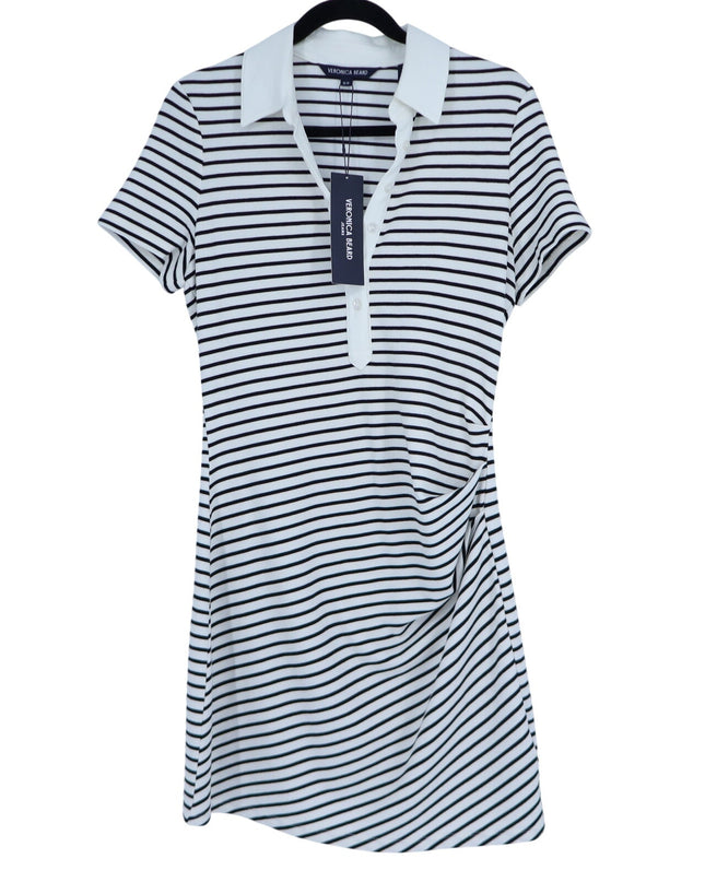 VERONICA BEARD Lanier Striped Polo Mini Dress Black and White NWT Women's M