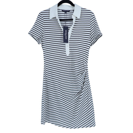 VERONICA BEARD Lanier Striped Polo Mini Dress Black and White NWT Women's M