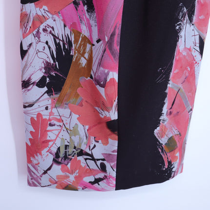 BLACK HALO Judy Floral Sheath Dress Black and Pink V Neck Ponte Knit Women's 10