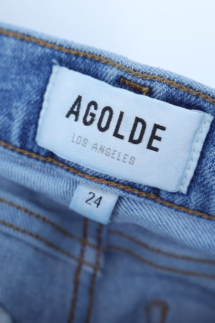 AGOLDE Willow Mid Rise Jean Torch Blue Slim Crop Light Wash Ankle Cut Women's 24