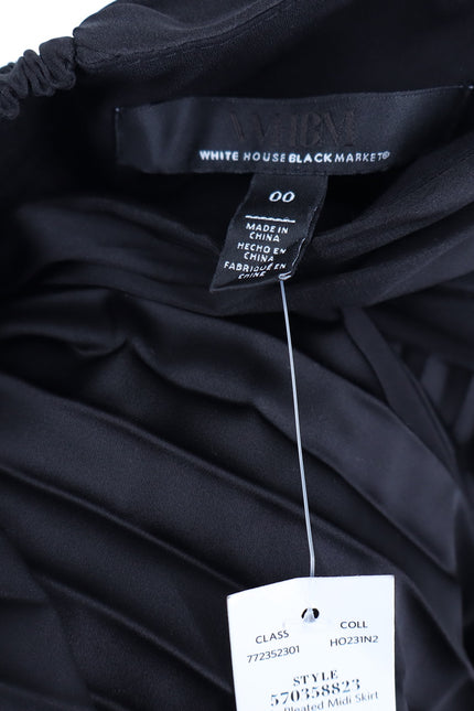 WHITE HOUSE BLACK MARKET NWT Black Pleated Strapless Dress Women's 00