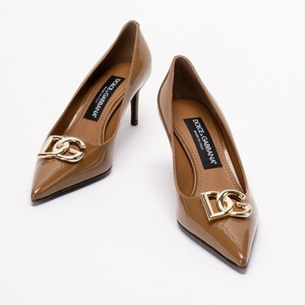 Dolce & Gabbana Lollo Pumps 60mm Brown Patent Leather Women's 35.5/US 5.5