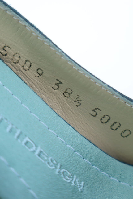 GIUSEPPE ZANOTTI Swarovski Gemmed Slingback Heel Teal Suede Women's 38.5/US 8.5