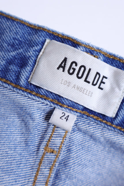 AGOLDE 90's Distressed Straight Leg Jeans Blue Light Wash 5 Pocket Women's 24