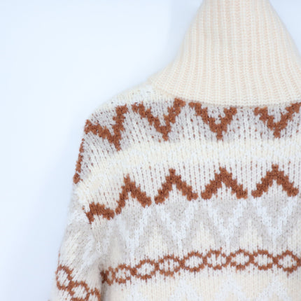 Varley Brooke Fair Isle Knit Jacket Whitecap Mountain Full Zip Sweater Women's M
