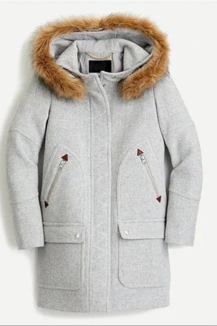 J. CREW Chateau Parka Italian Wool Stadium Cloth Heather Dusk Gray Women's 4