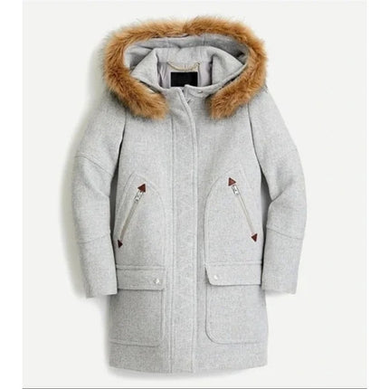 J. CREW Chateau Parka Italian Wool Stadium Cloth Heather Dusk Gray Women's 4