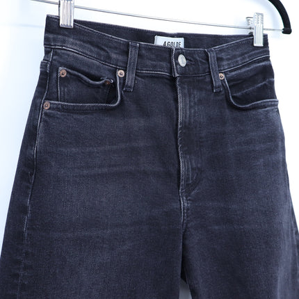 AGOLDE Harper Wide Leg Jeans Radius Black Mid Rise Zip Fly Women's 24