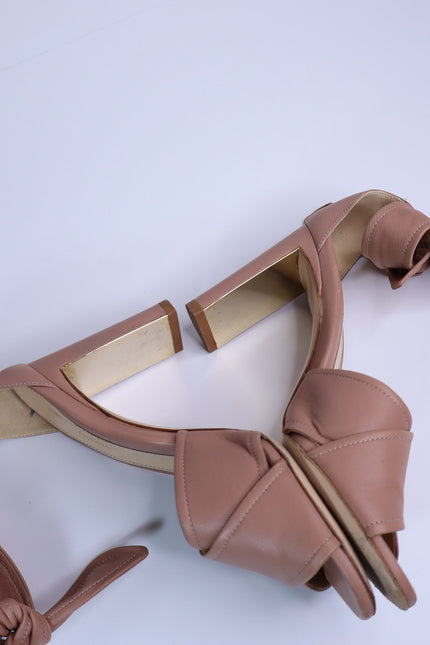 MARION PARKE Leah Heeled Sandals Blush Nappa Leather Ankle Tie Women's 36/US 6