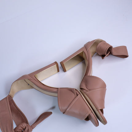 MARION PARKE Leah Heeled Sandals Blush Nappa Leather Ankle Tie Women's 36/US 6