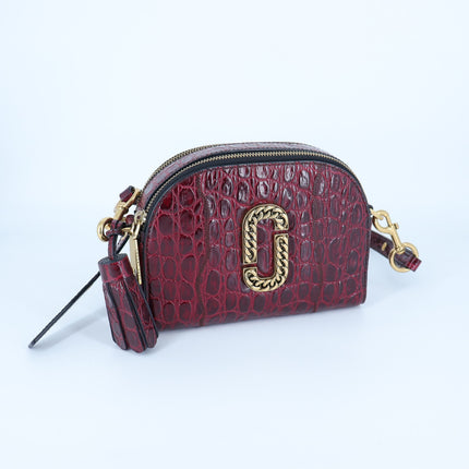Marc Jacobs Shutter Croc Embossed Leather Crossbody Bag Vachetta Red