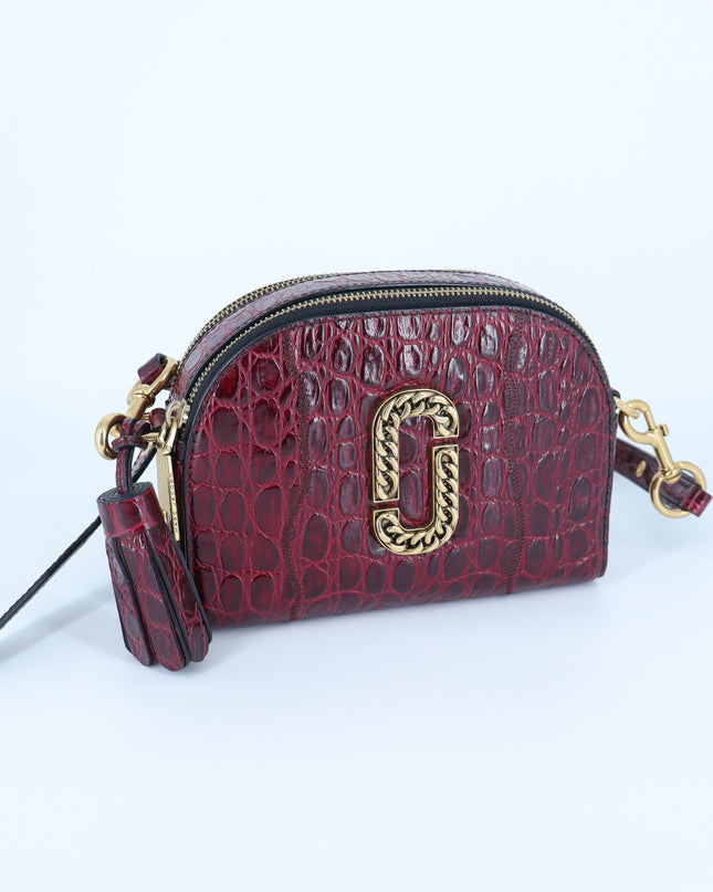 Marc Jacobs Shutter Croc Embossed Leather Crossbody Bag Vachetta Red
