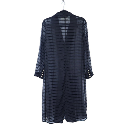 L'agence Dottie Stripe Tulle Duster Black Velvet Double Breasted Women's XS Tall