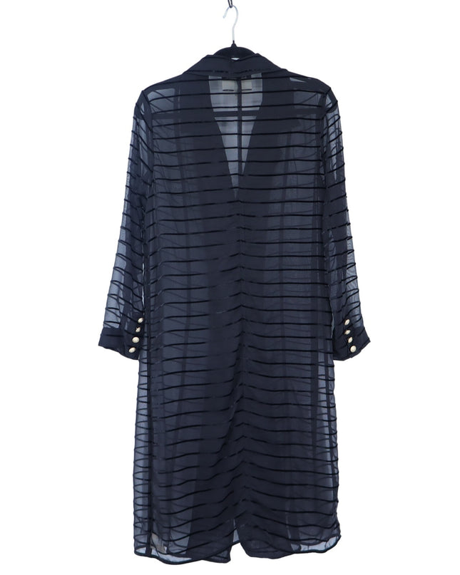 L'agence Dottie Stripe Tulle Duster Black Velvet Double Breasted Women's XS Tall