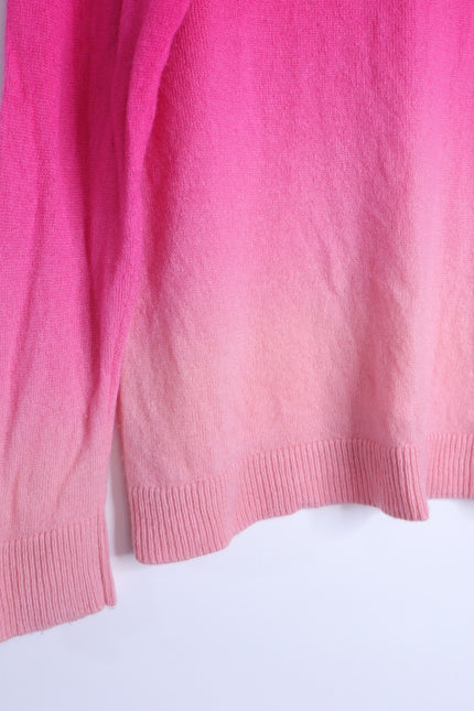 ALICE + OLIVIA Gleeson Cashmere Sweater Dip Dye Ombre Pink Long Sleeve Women's L