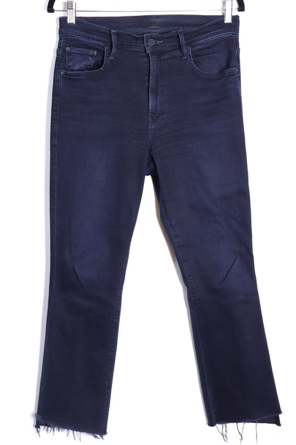 MOTHER Black The Insider Crop Step Fray Jeans Night in Paris Women's 29