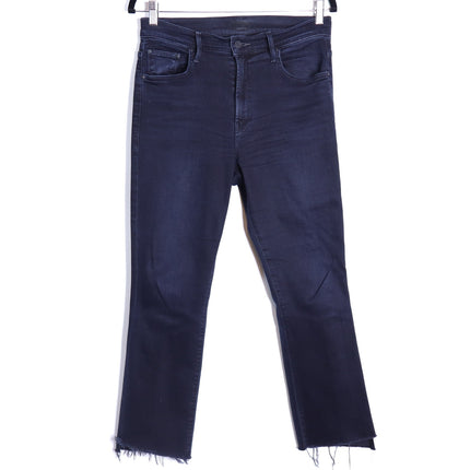 MOTHER Black The Insider Crop Step Fray Jeans Night in Paris Women's 29
