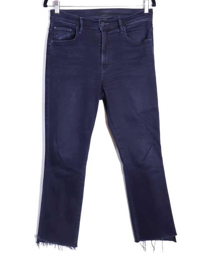 MOTHER Black The Insider Crop Step Fray Jeans Night in Paris Women's 29