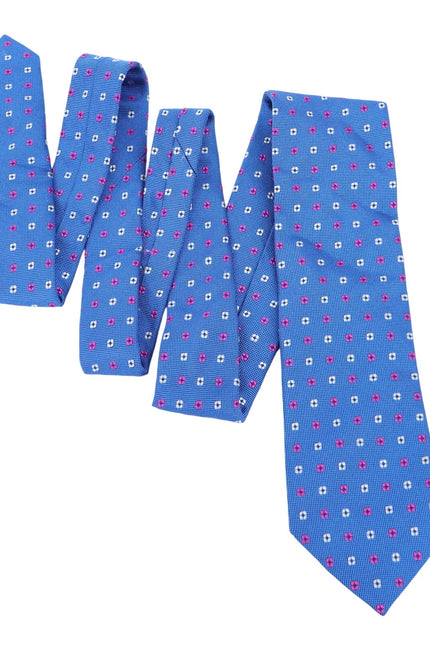 HAMMER MADE Blue Silk Neck Tie Embroidered Floral Businesswear Formal OS