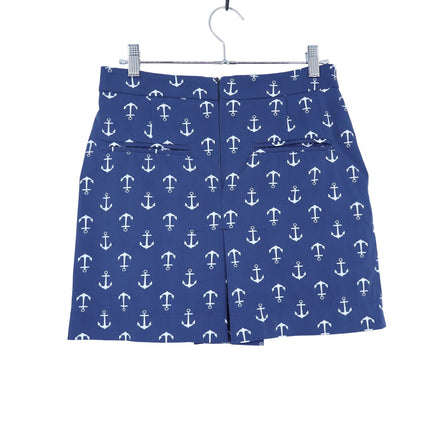 MDC Anchor Print Golf Skort Navy Stretch Pull On Tennis Active Women's 34/US 2