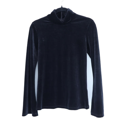 L'agence Coralie Turtleneck Top Black Velvet 3/4 Sleeve Relaxed Fit Women's M