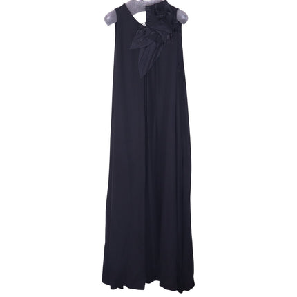 FABIANA FILIPPI Feather Embellished Maxi Dress Black Lined Lagenlook Women's XL