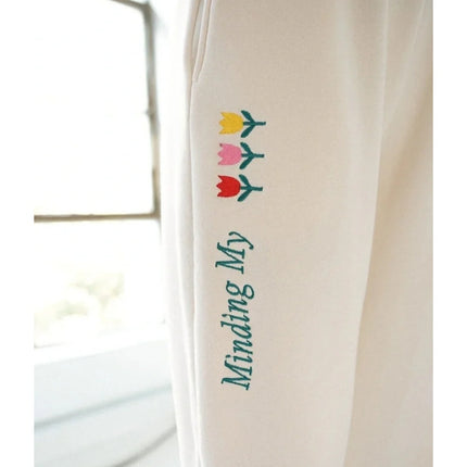 YLLW The Label Minding My Own Business Sweatpants Ivory NWT Pull On Women's XL