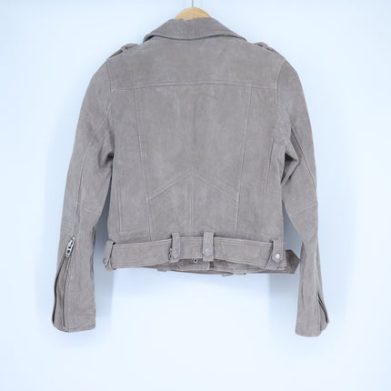 BLANKNYC Cropped Suede Moto Jacket Sand Stoner Full Zip Long Sleeve Women' S