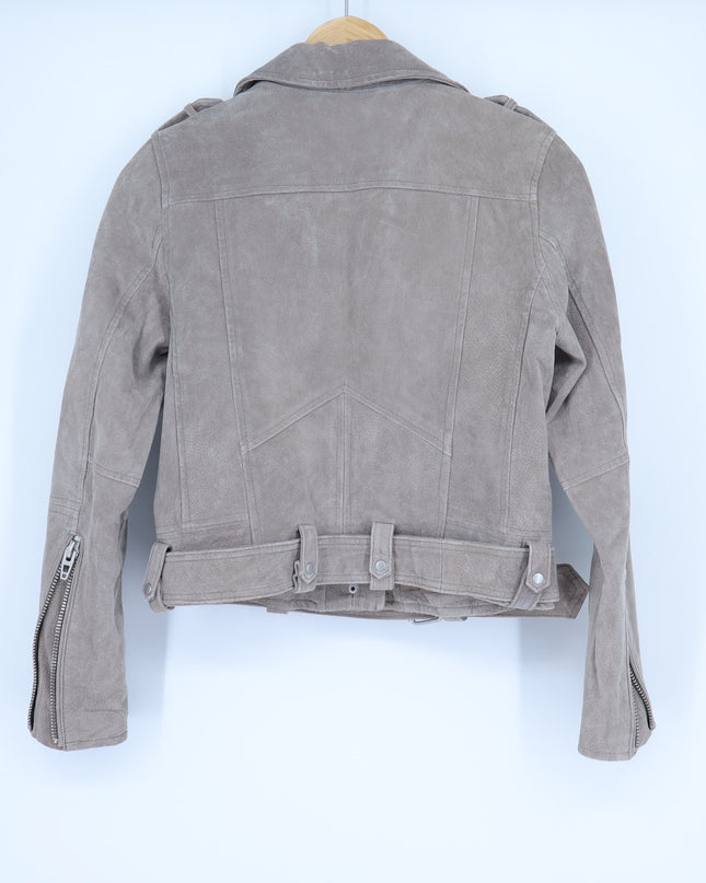 BLANKNYC Cropped Suede Moto Jacket Sand Stoner Full Zip Long Sleeve Women' S