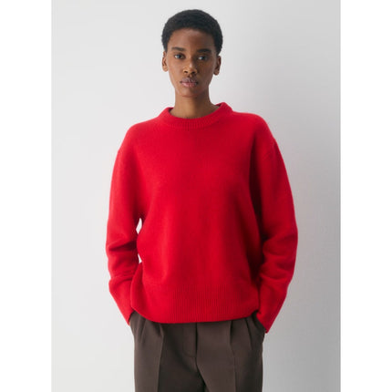 Zara Wool Pullover Sweater Red NWT Oversized Crew Neck Long Sleeve Women's L