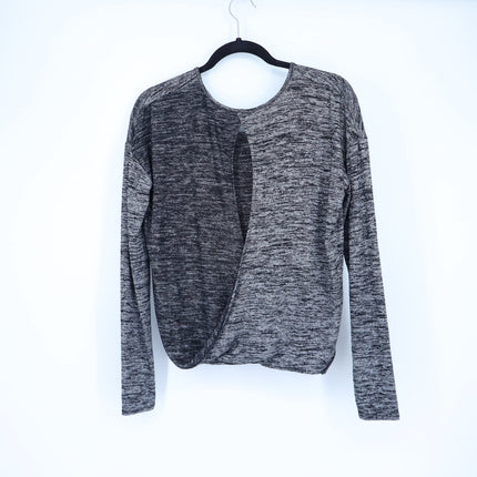 Rag & Bone/Jean Mia Knit Top Heathered Charcoal Gray Wrap Back Women's S