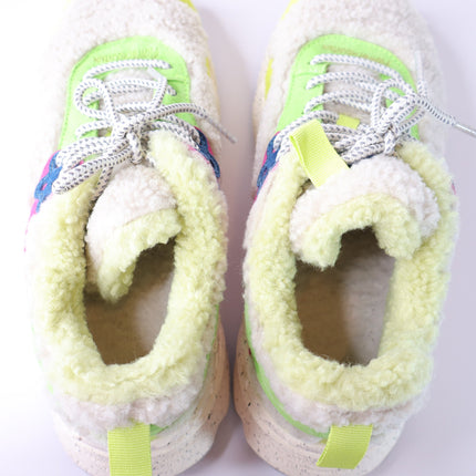 FLOWER MOUNTAIN Kotetsu Teddy Sneakers White Multicolor Lace Up Women's 8