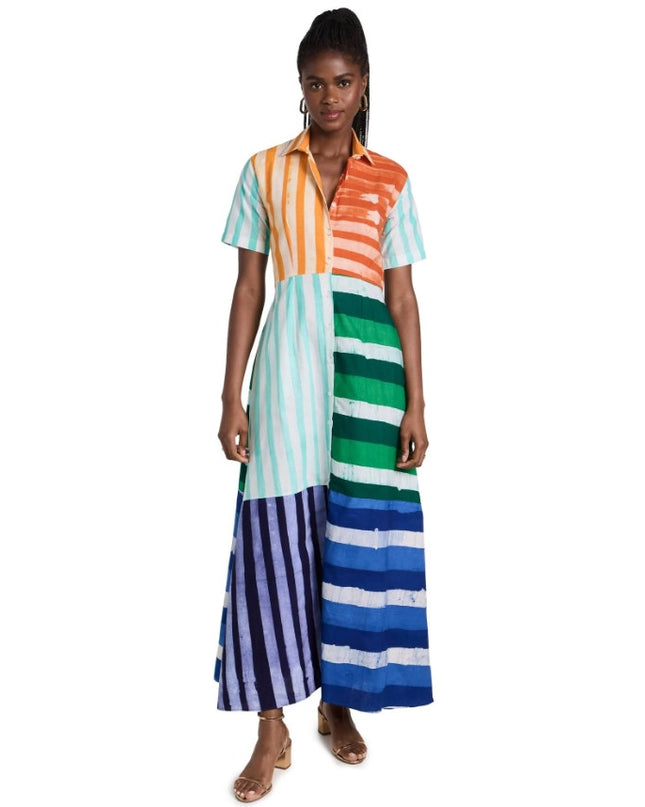 STUDIO 189 Hand Batik Shirt Dress NWT Mixed Print Cotton Multicolor Women's XS