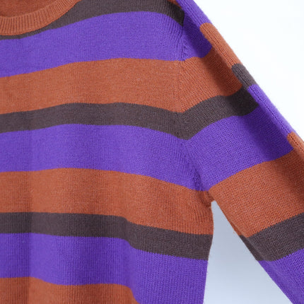 Daydreamer Sahara Stripe Pullover Sweater Purple Brown Long Sleeve Women's M