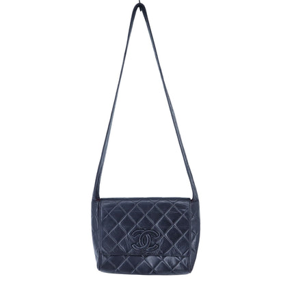 Chanel Vtg 90's Quilted Leather Crossbody Bag Black CC Flap Red Interior Luxury