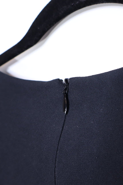 AKRIS PUNTO Embroidered Tulle Sleeve Shift Dress Black Knee Length Women's 12
