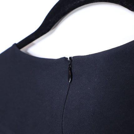 AKRIS PUNTO Embroidered Tulle Sleeve Shift Dress Black Knee Length Women's 12