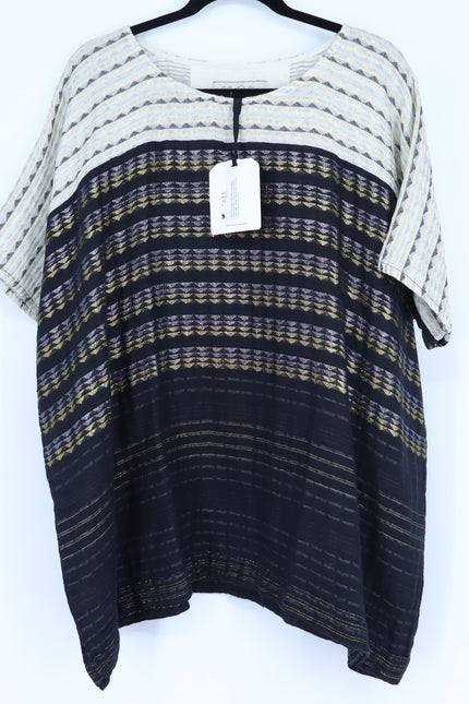 ACE & JIG Nile Metallic Tunic Top Black NWT Lurex Oversized Lagenlook Women's L