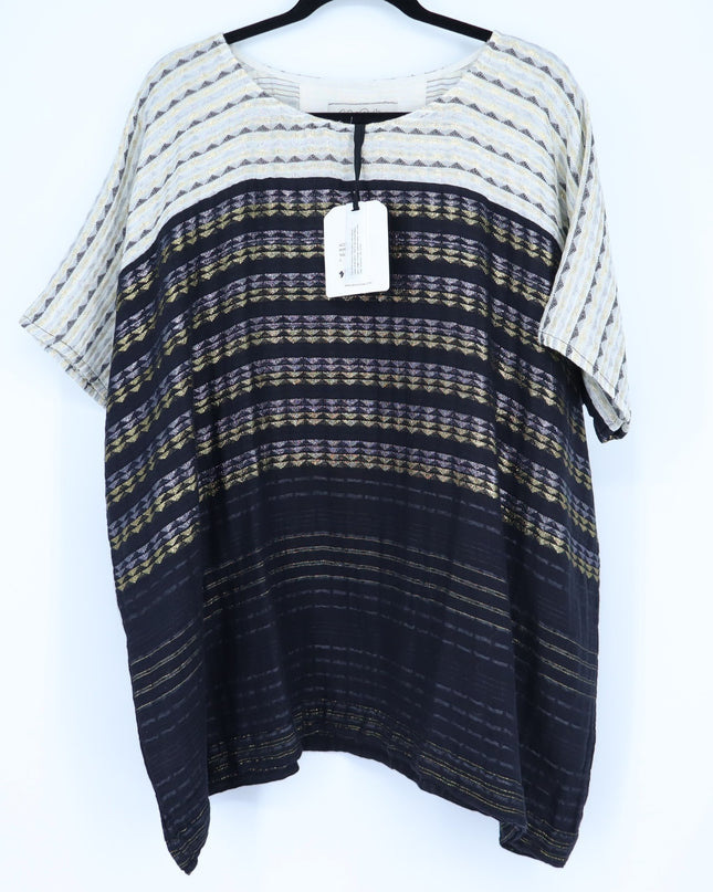 ACE & JIG Nile Metallic Tunic Top Black NWT Lurex Oversized Lagenlook Women's L