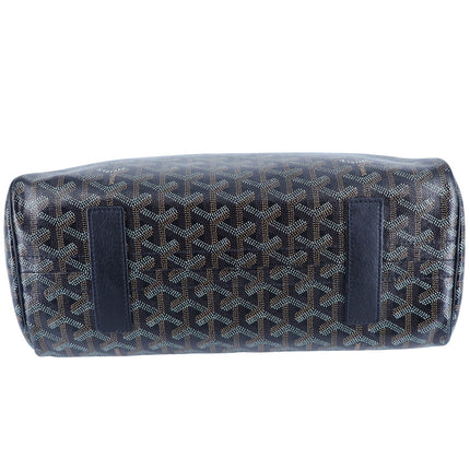 GOYARD Rouette Souple Shoulder Bag Black and Brown Coated Canvas Chevron
