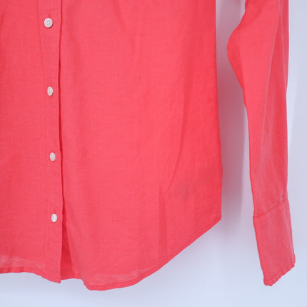 J. Crew Perfect Linen Button Up Shirt Melon Pink Long Sleeve Women's 00