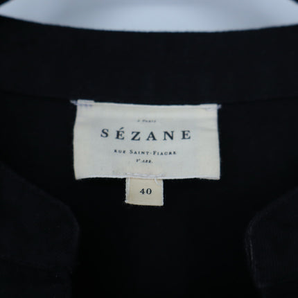 SEZANE Blandina Dress Black and Floral Ecru Embroidery Women's 40/US 8