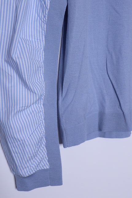 VERONICA BEARD NEW Adler Mixed Media Sweater Light Blue Merino Wool Women's XL