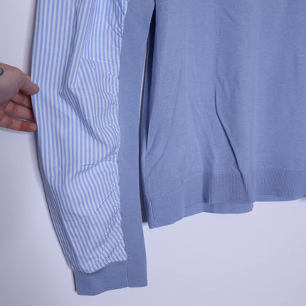 VERONICA BEARD Adler Mixed Media Sweater NWT Light Blue Merino Wool Women's XL