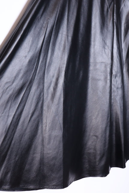AKRIS PUNTO Faux Leather Circle Skirt Black High Waisted Midi Women's 16