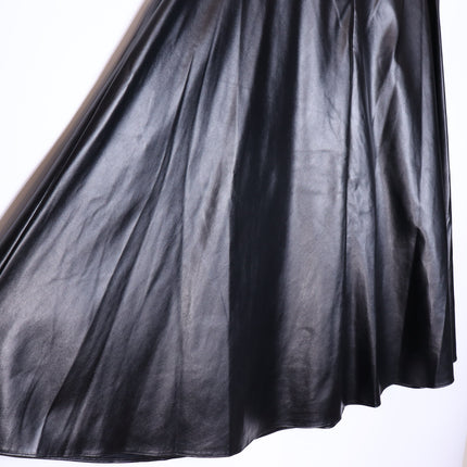 AKRIS PUNTO Faux Leather Circle Skirt Black High Waisted Midi Women's 16