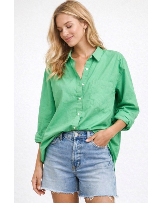 Rails Arlo Shirt Kelly Green Button Up Long Sleeve Relaxed Fit Women's M
