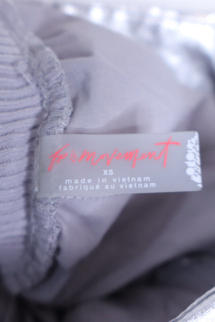 FP MOVEMENT NWT Mesmerize Me Shine Pants Silver Cargo Pull On Women's XS