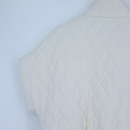 Suzy D Charlston Quilted Jacket Buttermilk Zip Up Cap Sleeve Women's S