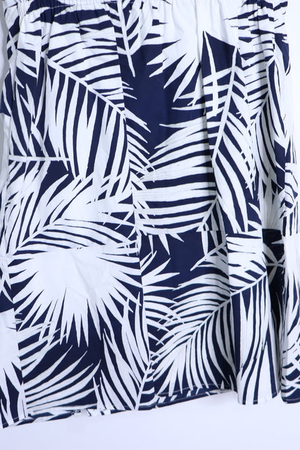 MILLY NWT Maxwell Palm Print Poplin Mini Dress Navy Short Sleeve Women's 6
